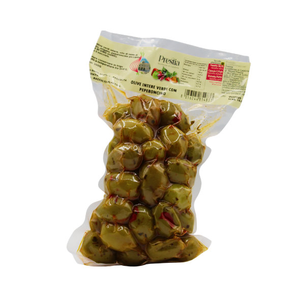 OLIVE INTERE VERDI CON PEPERONCINO 300G