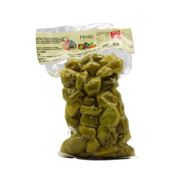 OLIVE DENOCCIOLATE VERDI DOLCI CON FINOCCHIETTO 300G